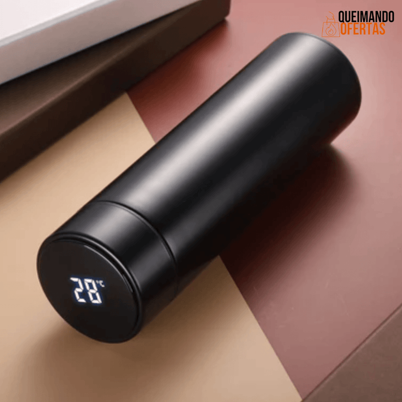 Garrafa Térmica Qinovar™ - Com Medidor de Temperatura Digital Led